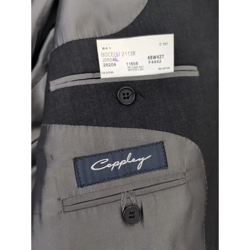 Coppley Bocelli 2113X Men's 42T Charcoal Gray Blazer 100% Wool‎